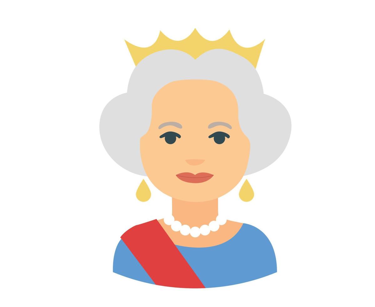 Queen Elizabeth Face Portrait British United Kingdom 1926 2022 National Europe Country Vector Illustration Abstract Design