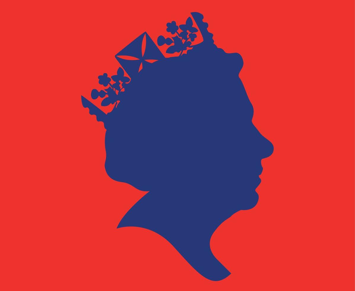 Elizabeth Face Portrait Queen British United Kingdom 1926 2022 National Europe Country Vector Illustration Abstract Design Red And Blue
