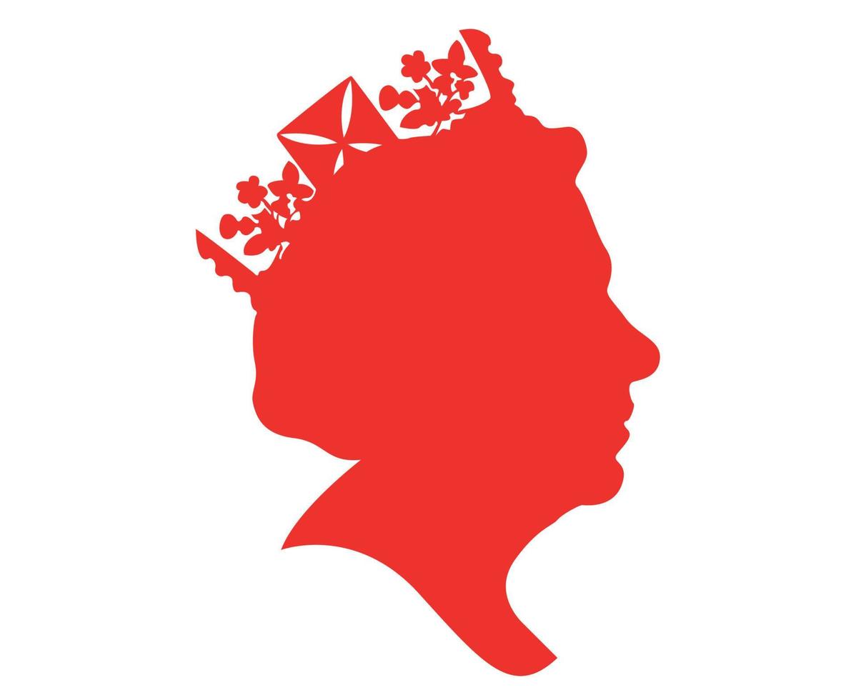 Elizabeth Face Portrait Queen British United Kingdom 1926 2022 National Europe Country Vector Illustration Abstract Design Red