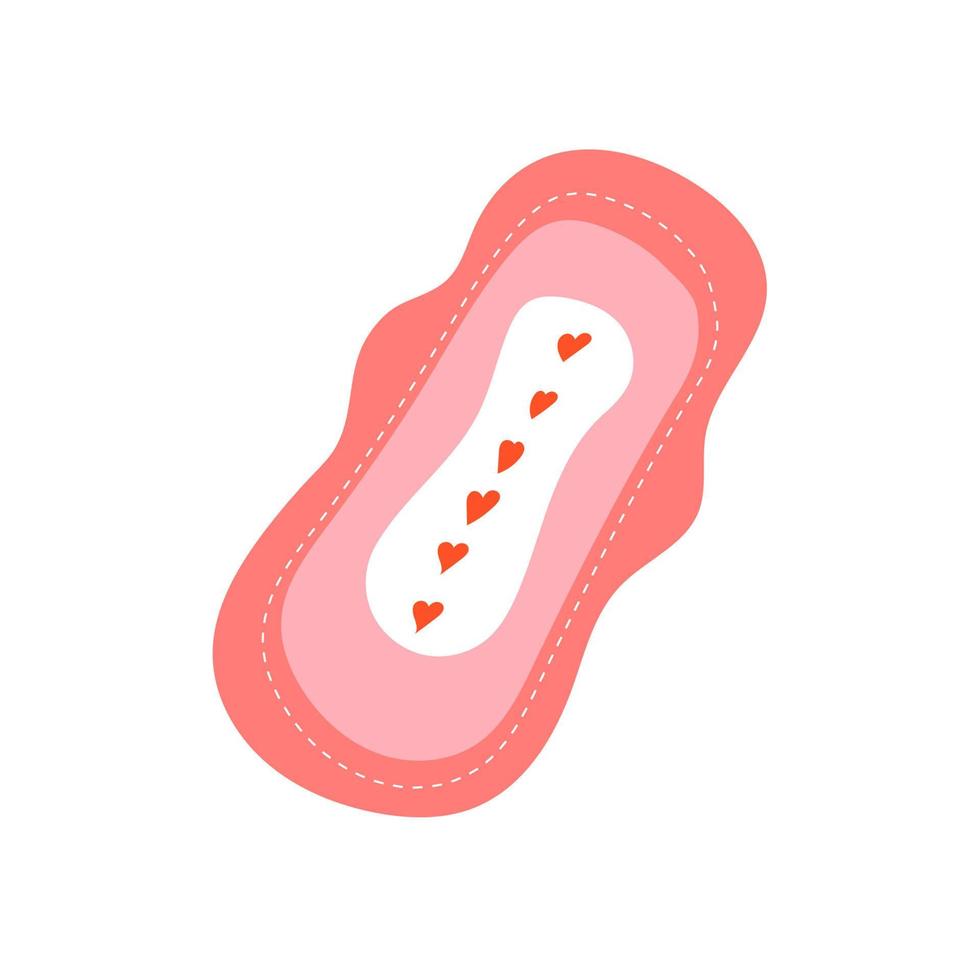 Sanitary napkin icon. Women intimate hygiene item illustration. Isolated contour of gasket on white background. vector