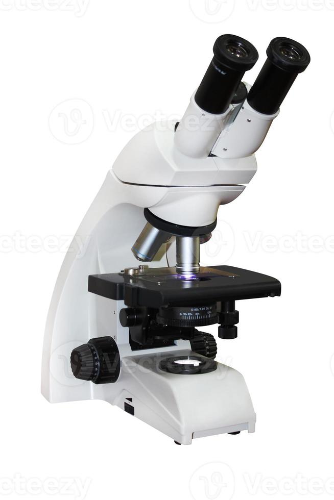 Microscope isolated on white background photo