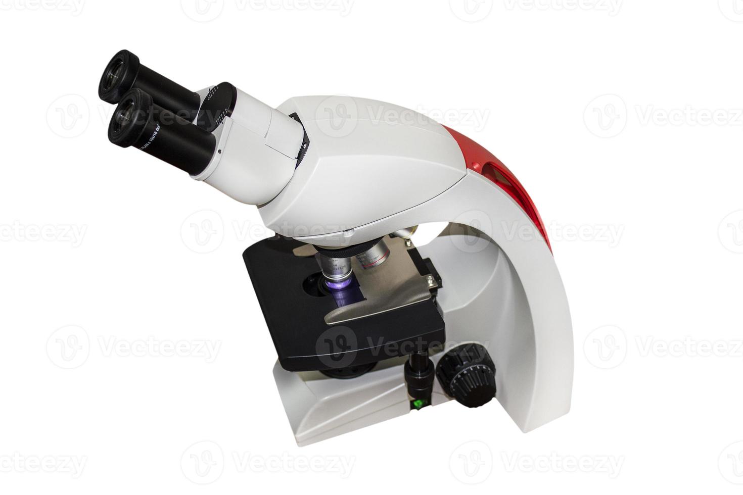 Microscope isolated on white background photo