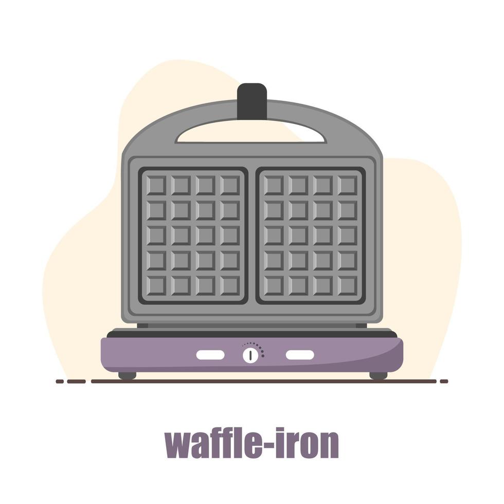 Waffle-iron. Waffle maker isolated on white. Cooking breakfast. Modern vector illustration in flat cartoon style.