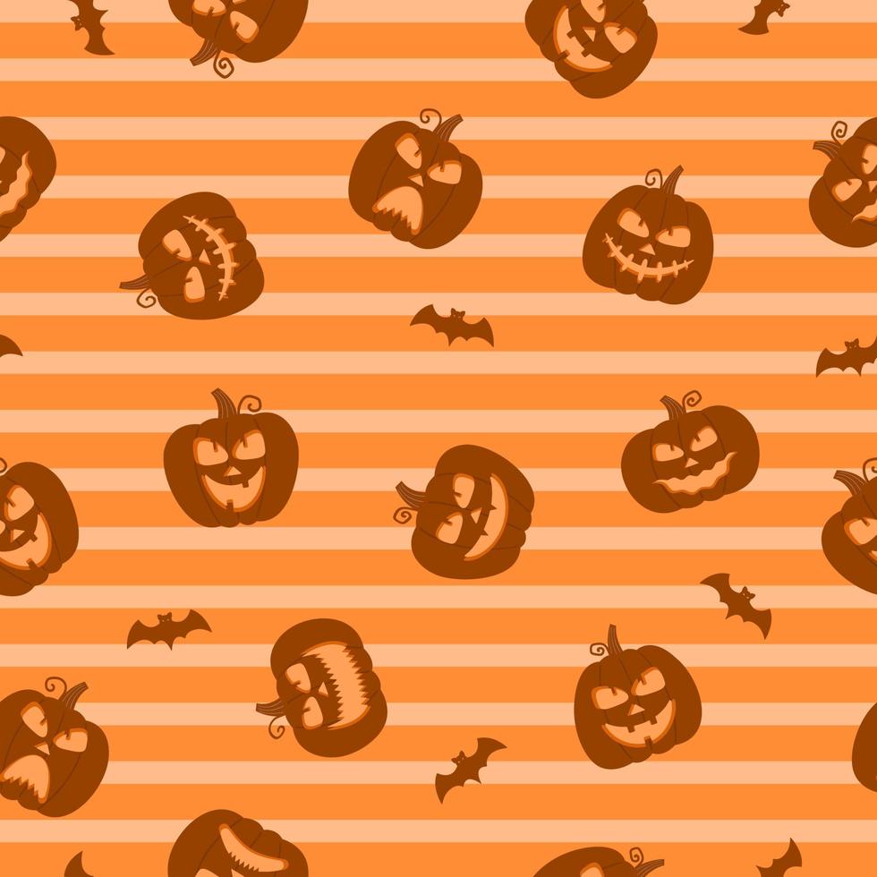 Seamless pattern with halloween pumpkin. Vector illustration in flat style.