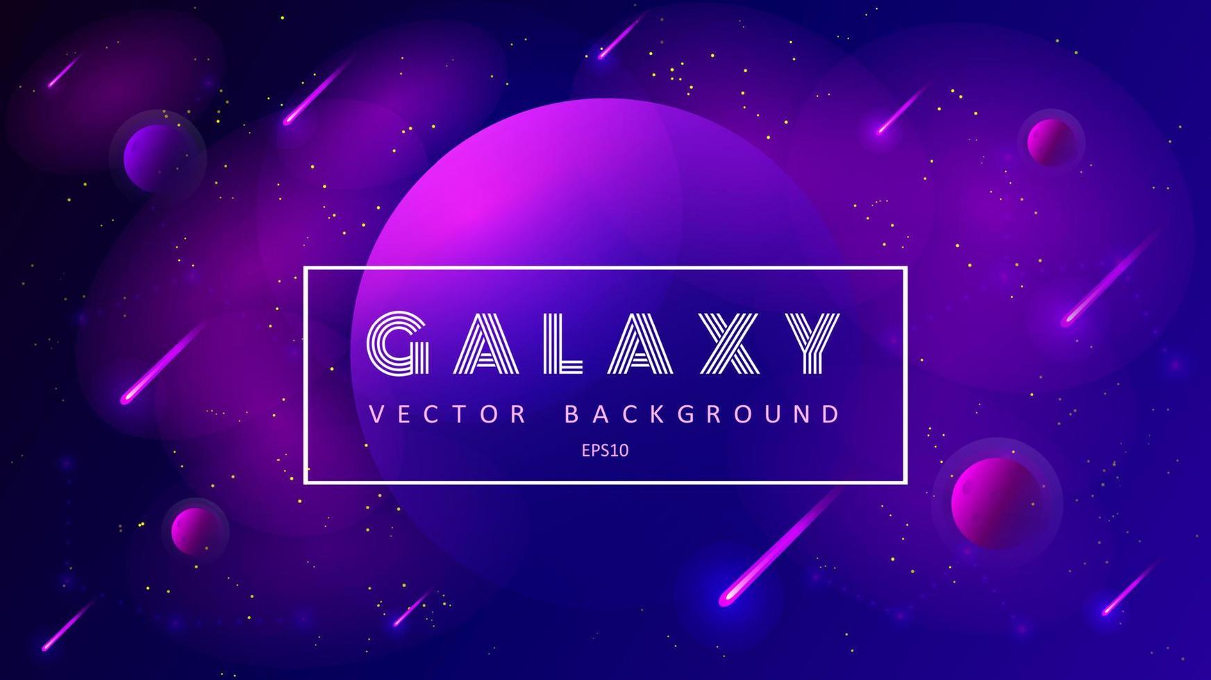 Horizontal space background with abstract shape and planets. Web design. Space exploring. Vector illustration of galaxy. Concept of web banner.