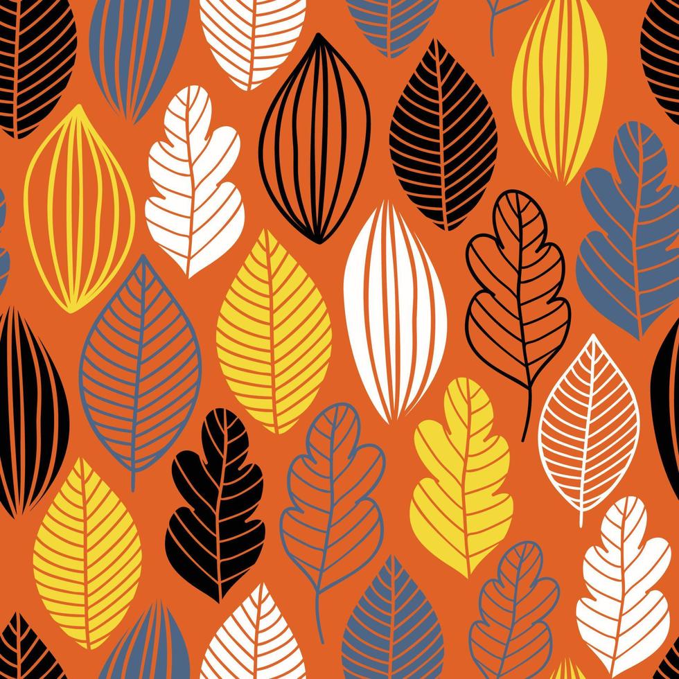 Vector seamless pattern in Scandinavian style with flowers and leaves