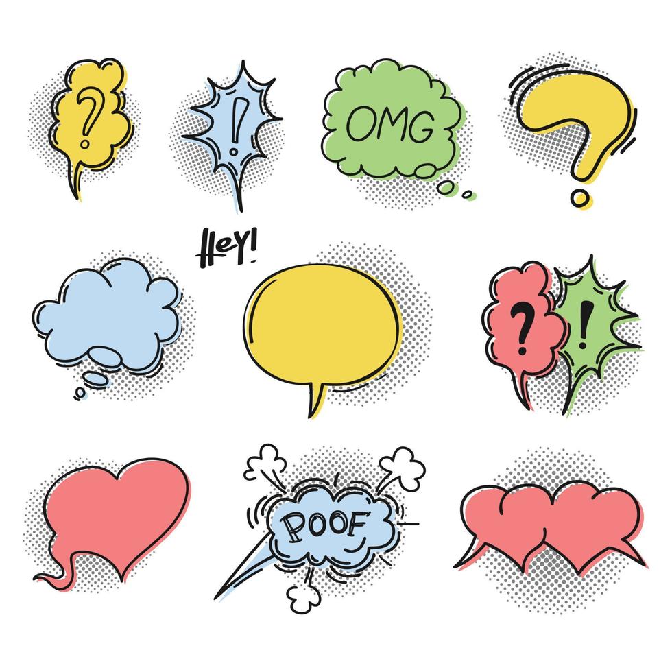 Set of speech bubbles in retro style on a white background. Vector icon bubble icon. Comic speech.
