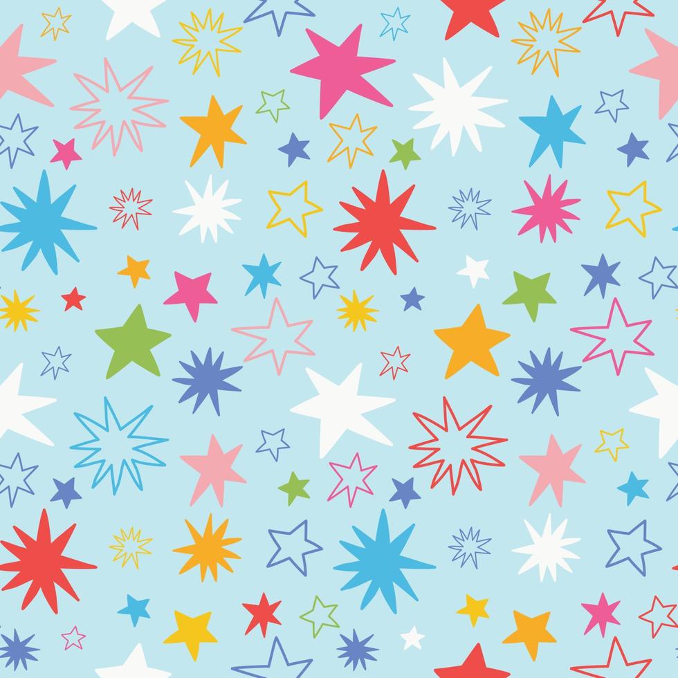 Vector seamless pattern for children with colored stars