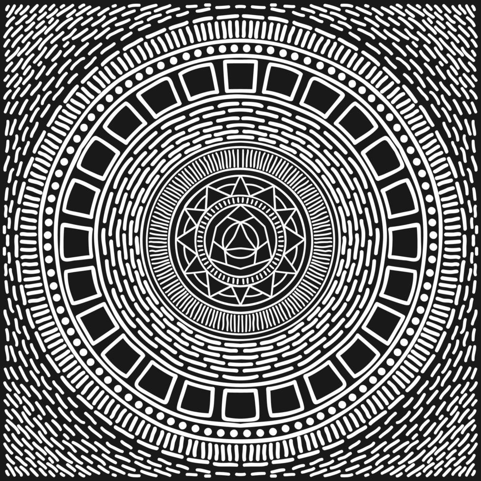 Mandala pattern black and white. Vector mystical background. Graphic abstract background. Black design element. Ethnic round ornament decoration.