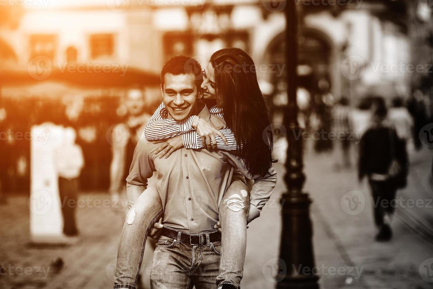 Couple have fun in the city photo