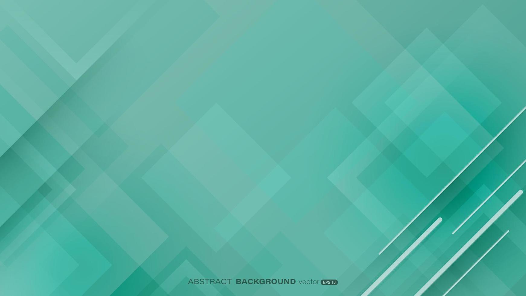 Geometric green abstract background. Composition of square shapes overlap vector