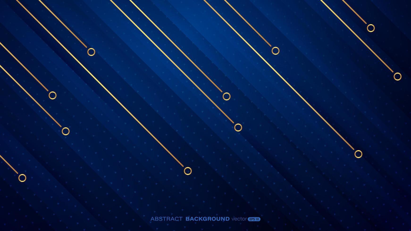Blue gradient with shadow. Abstract geometric shape with gold lines and circle background vector