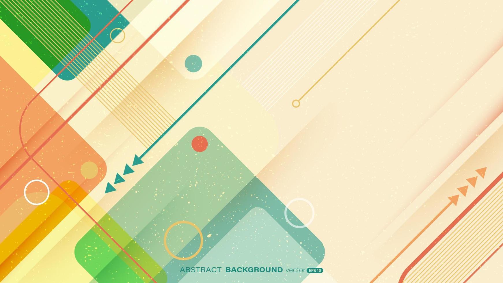 Abstract background design with colorful geometric shapes and grunge texture vector