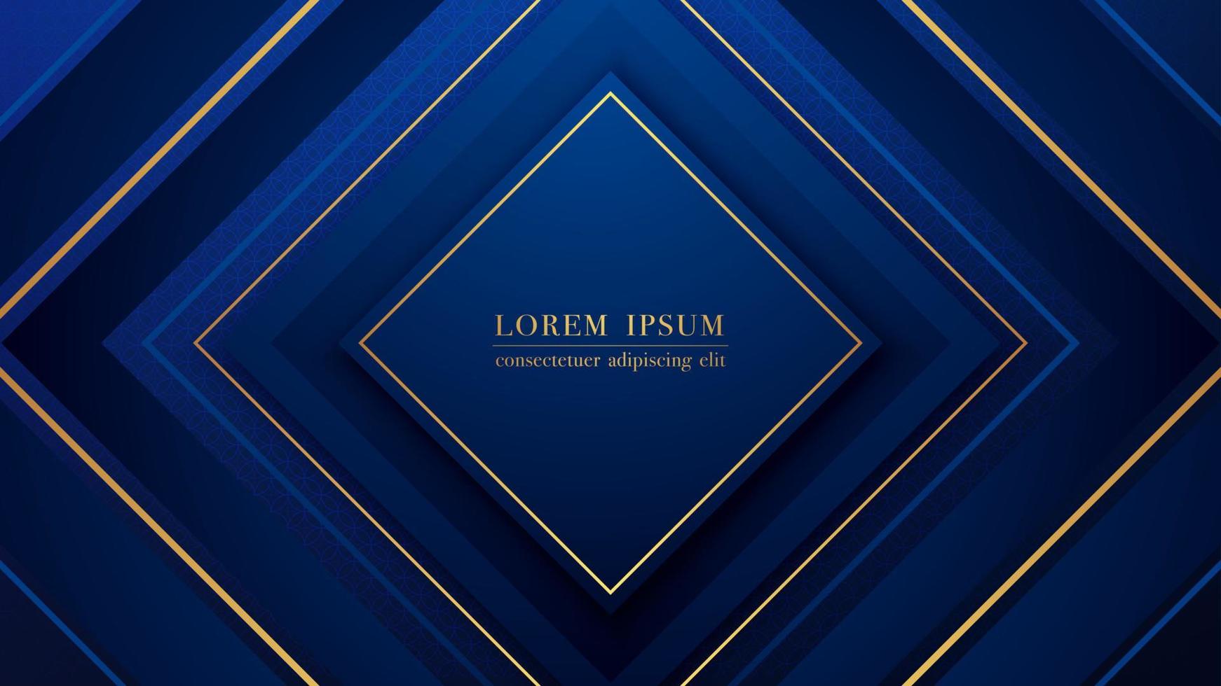 Abstract background with blue square shape and golden lines vector