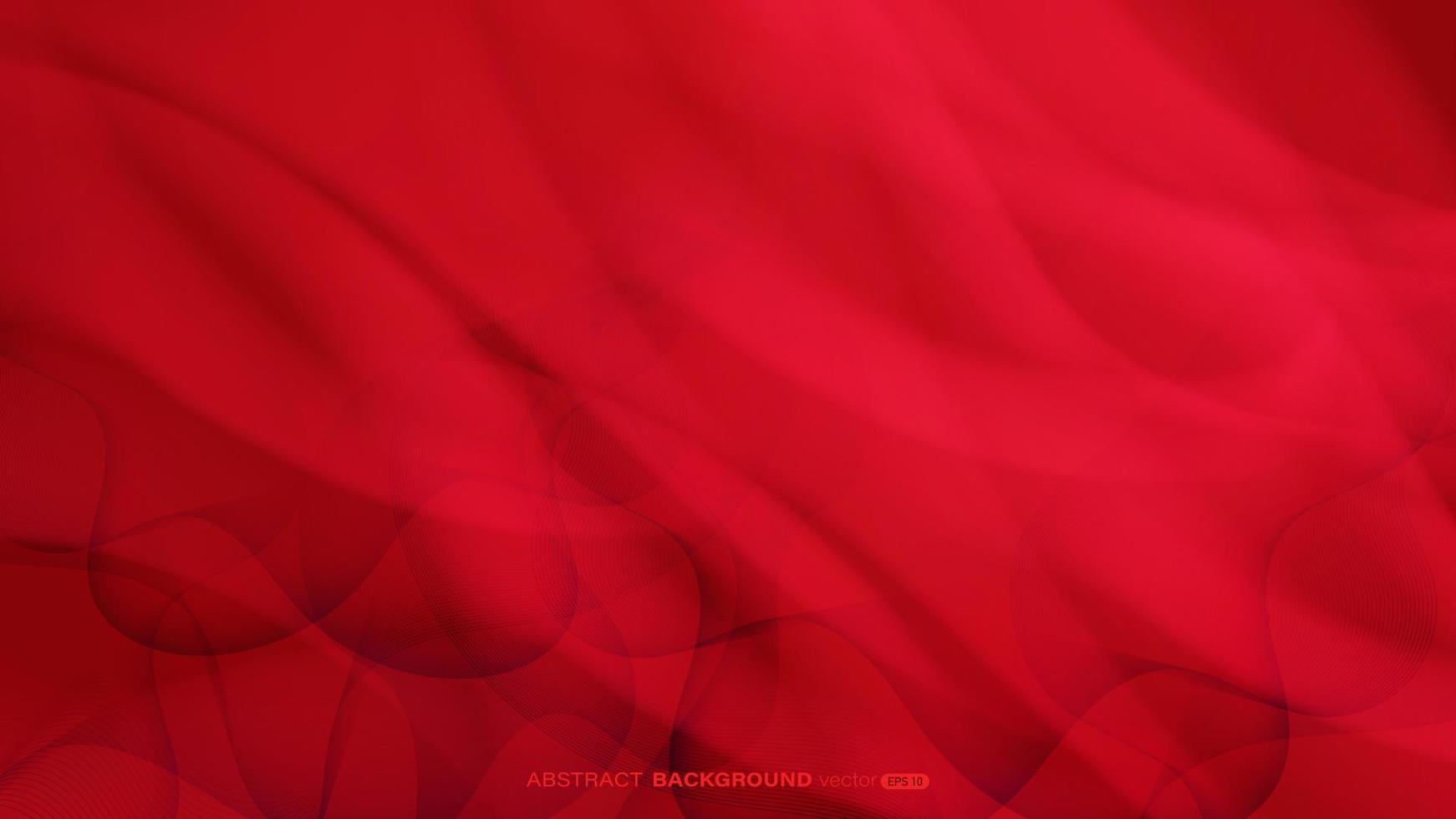 Abstract dynamic wave and lines flow on red background vector