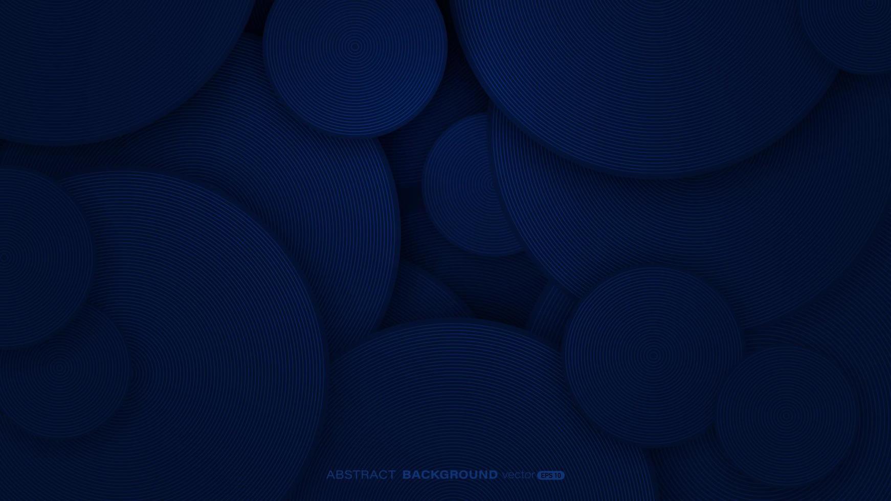 Concentric blue circles with overlapping pattern and shadow. Abstract background vector
