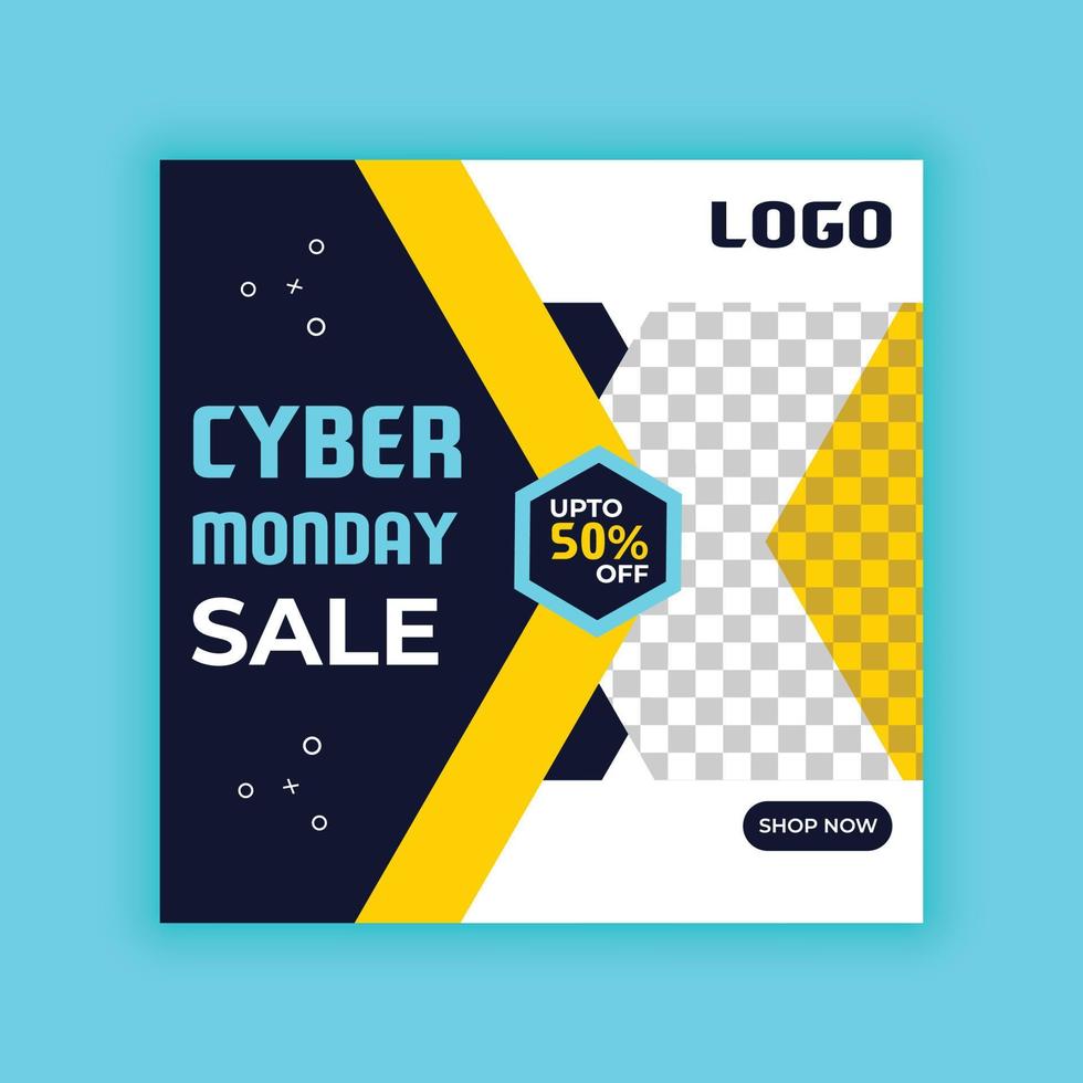 Cyber Monday Sale. Social media post templates for business promotion on Cyber Monday. Offer social media banners. vector
