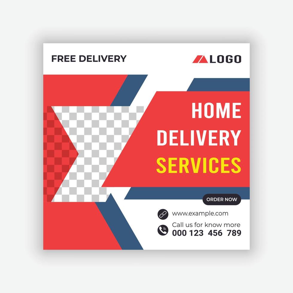 Home Delivery Service Social Media Post Design template. online delivery service template. vector