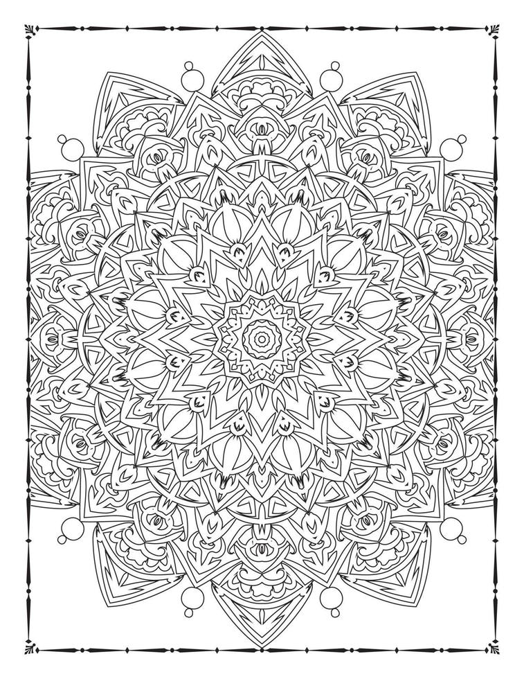 Interior of a coloring page. Black and white mandala for coloring pages ...