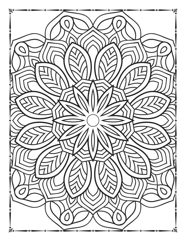 Interior of a coloring page.  Black and white mandala for coloring pages interior. Decoration mandala ornament design set vector. Vintage mandala pattern vector. vector