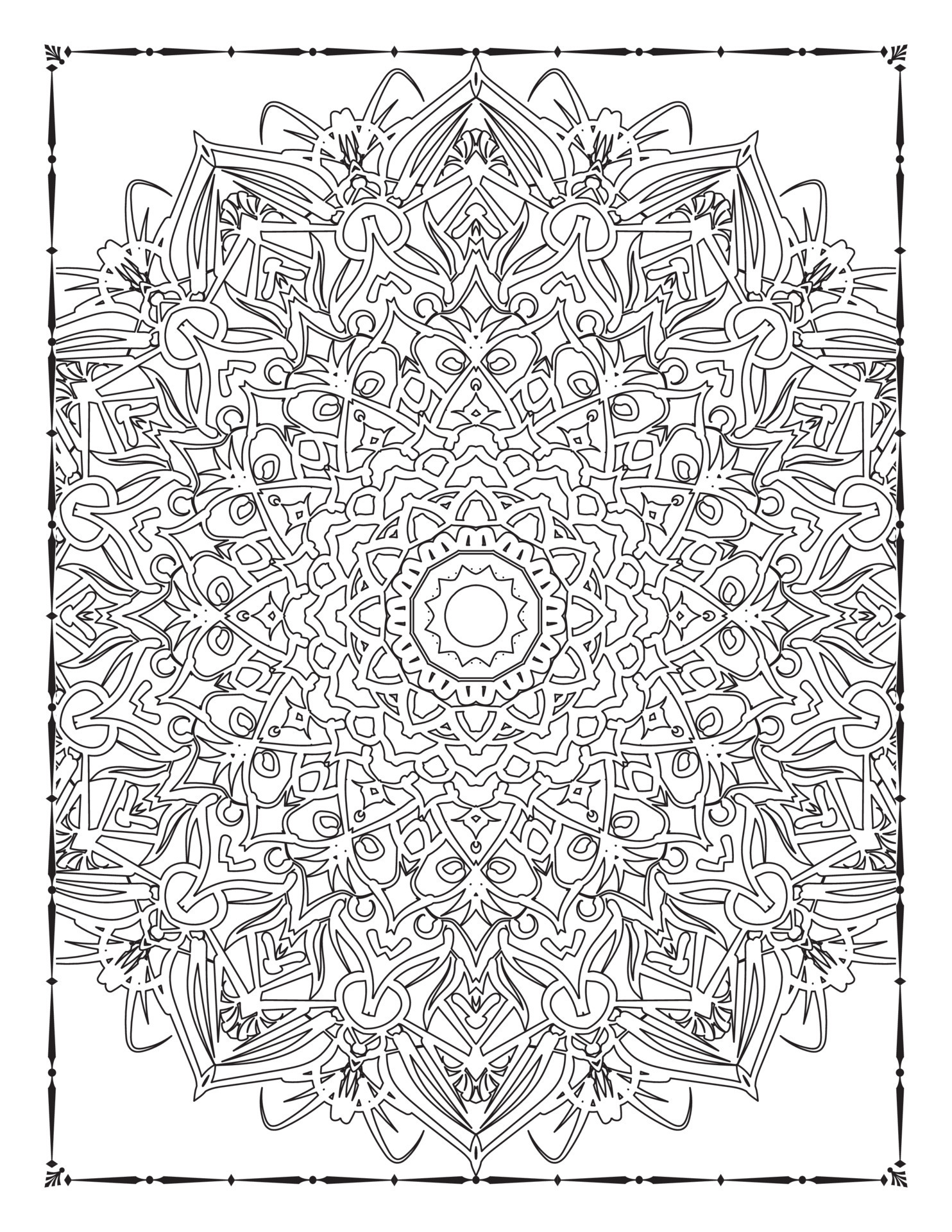 Interior of a coloring page. Black and white mandala for coloring pages ...
