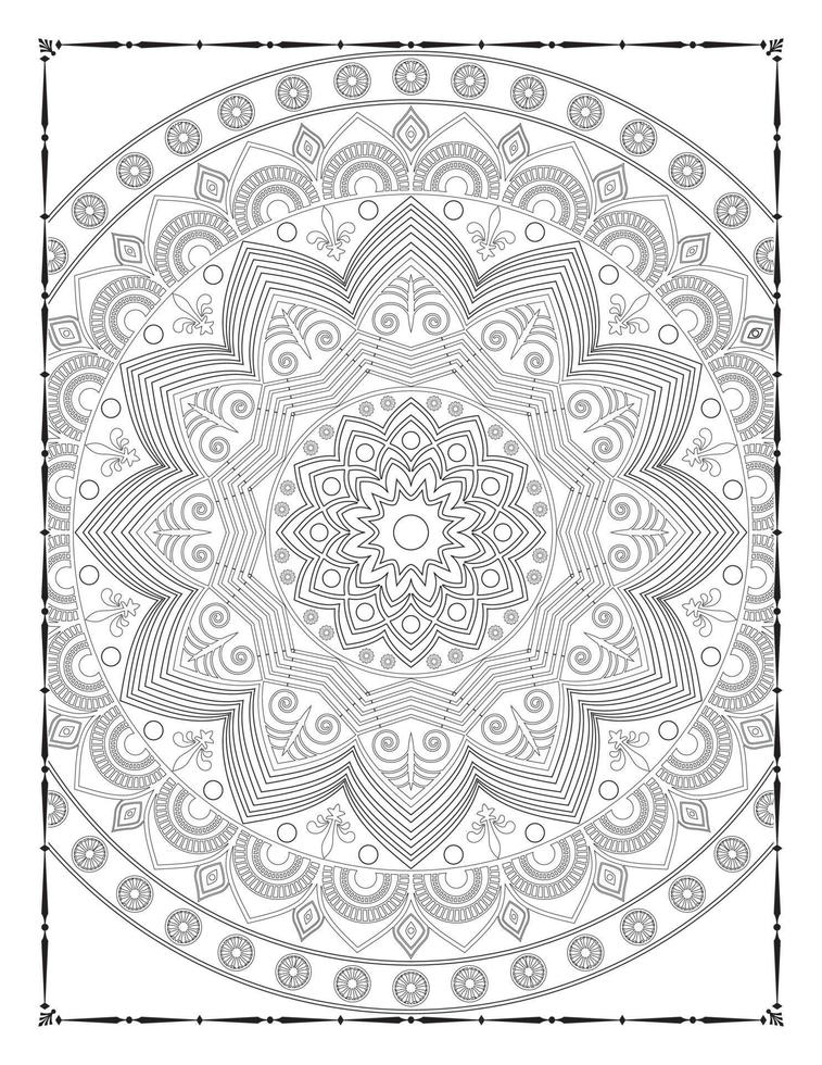 Interior of a coloring page.  Black and white mandala for coloring pages interior. Decoration mandala ornament design set vector. Vintage mandala pattern vector. vector