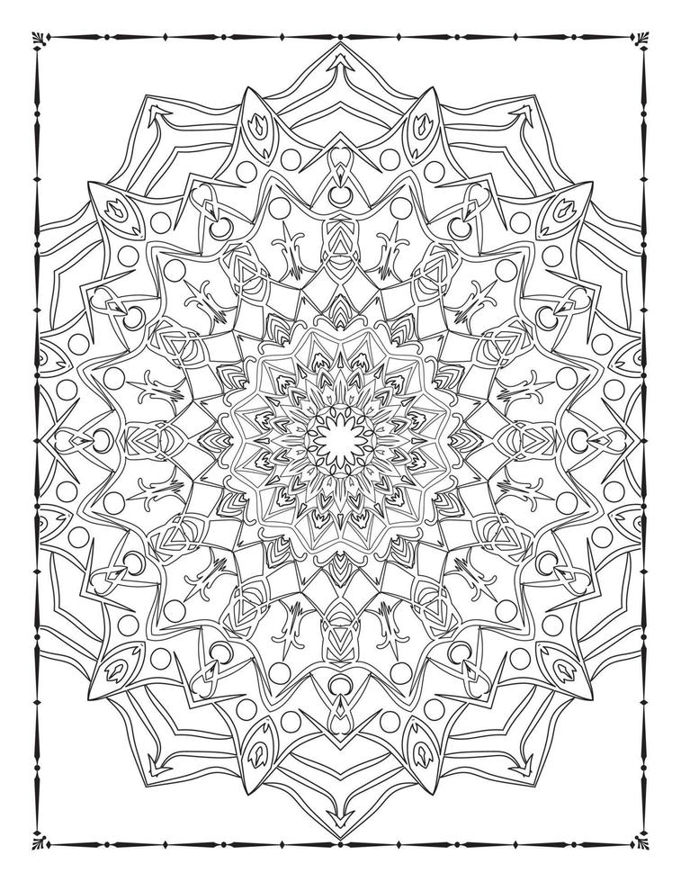 Interior of a coloring page.  Black and white mandala for coloring pages interior. Decoration mandala ornament design set vector. Vintage mandala pattern vector. vector