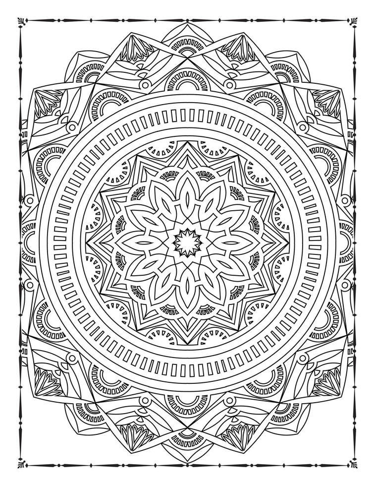 interior de una página para colorear. mandala en blanco y negro para colorear páginas interiores. decoración mandala ornamento diseño conjunto vector. vector de patrón de mandala vintage.