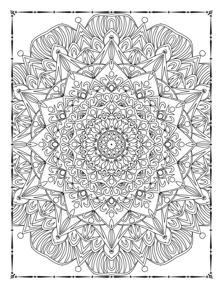 Interior of a coloring page. Black and white mandala for coloring pages ...