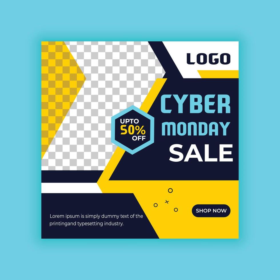 Cyber Monday Sale. Social media post templates for business promotion on Cyber Monday. Offer social media banners. vector