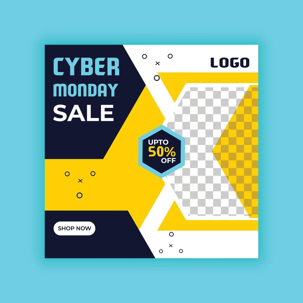 Cyber Monday Sale. Social media post templates for business promotion on Cyber Monday. Offer social media banners. vector