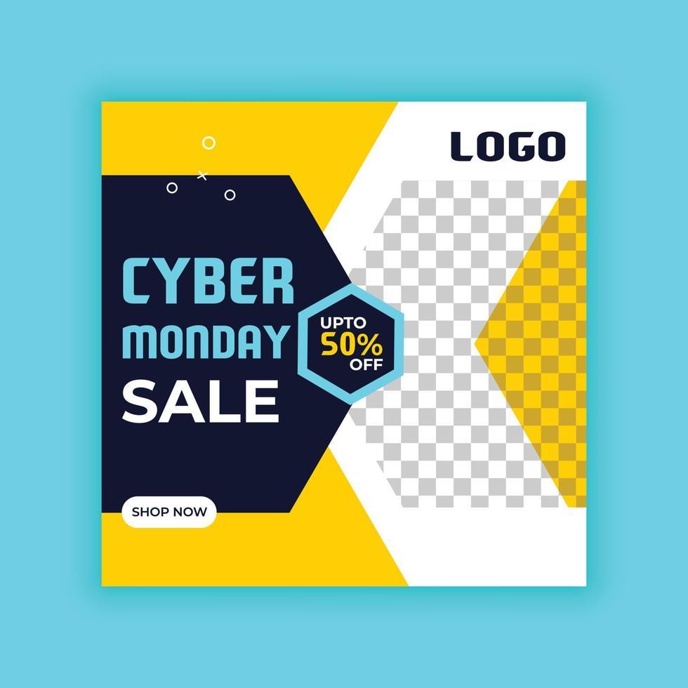 Cyber Monday Sale. Social media post templates for business promotion on Cyber Monday. Offer social media banners. vector