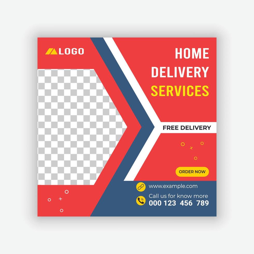 Home Delivery Service Social Media Post Design template. online delivery service template. vector