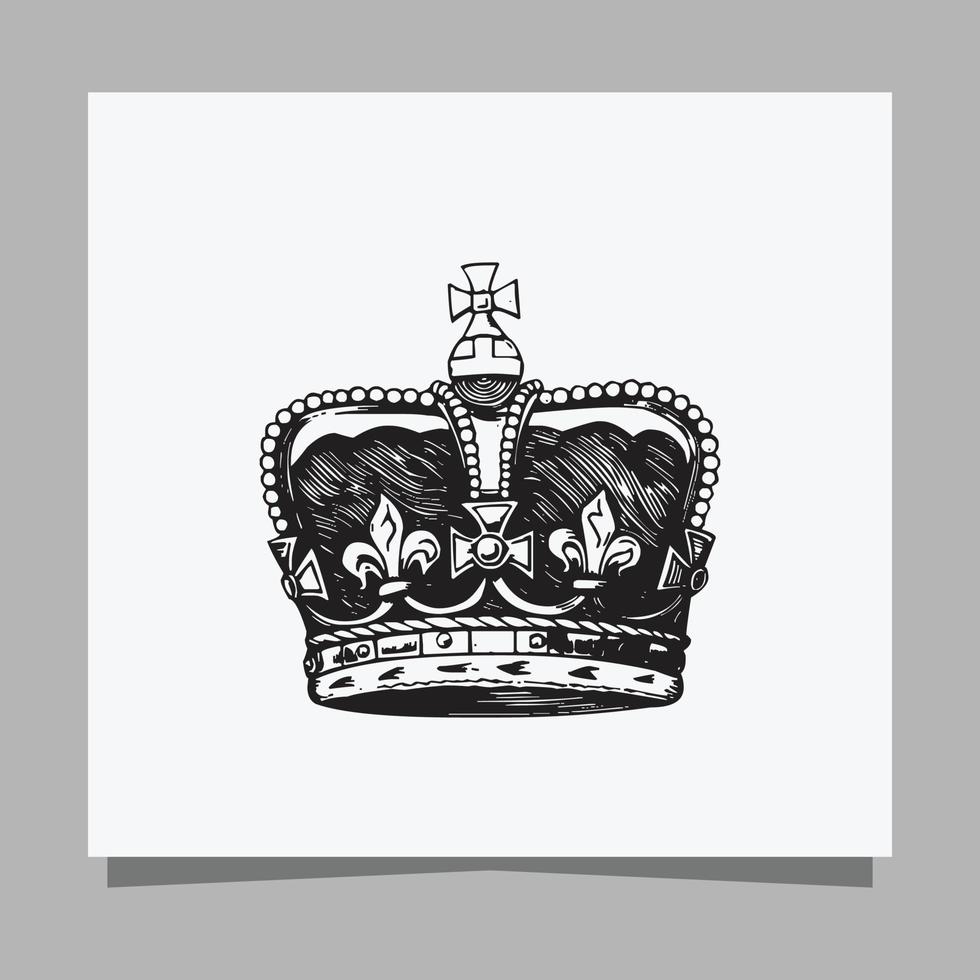 Logo Illustration Vector image of King's Crown hand drawn on white paper