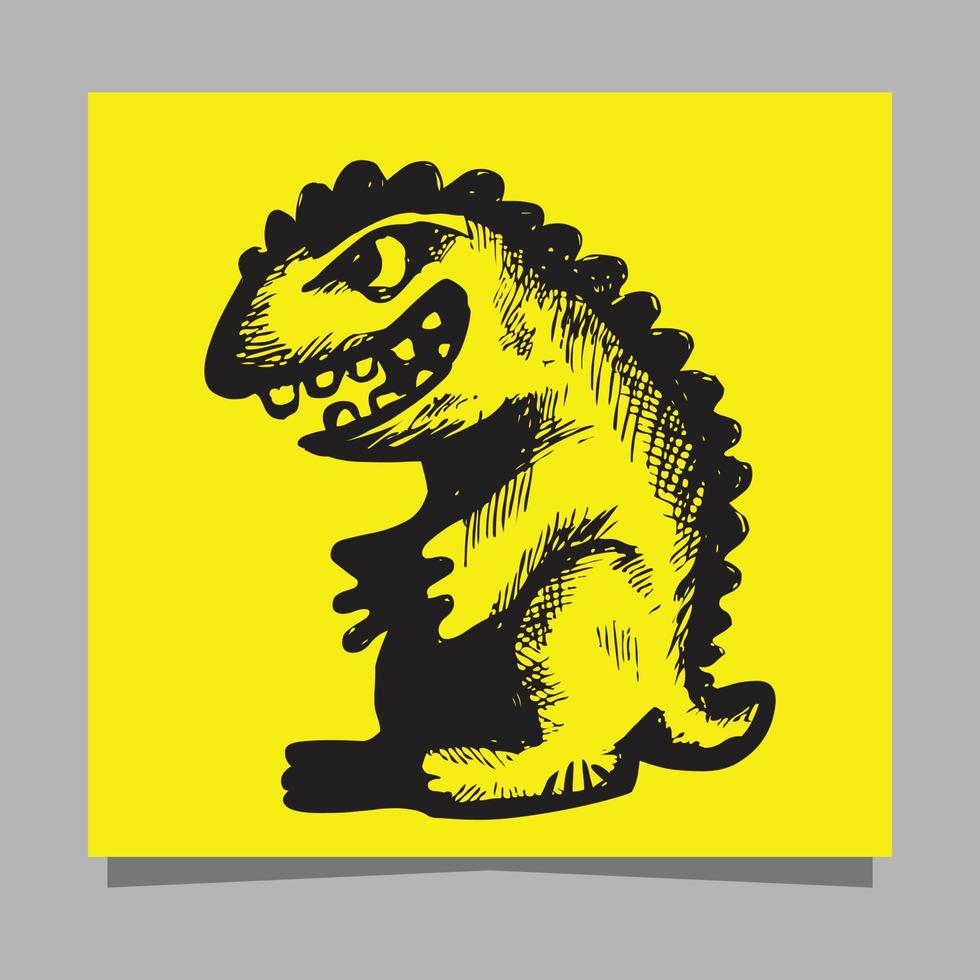 logo de dinosaurio dibujado en papel vector