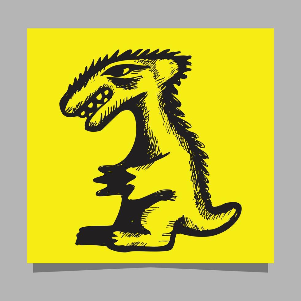 dinosaur logo drawn on paper vector