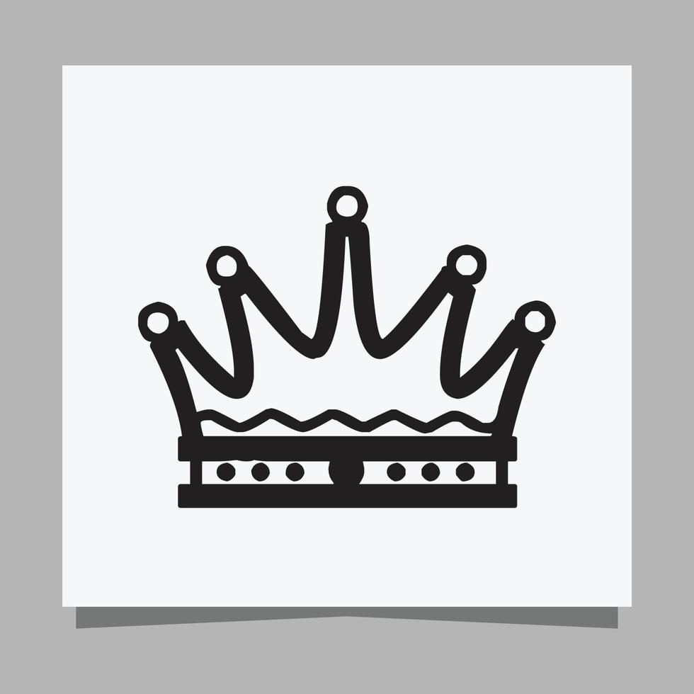 imagen vectorial de ilustración de logotipo de la corona del rey dibujada a mano en papel blanco vector