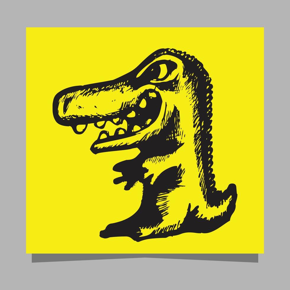 dinosaur logo drawn on paper vector