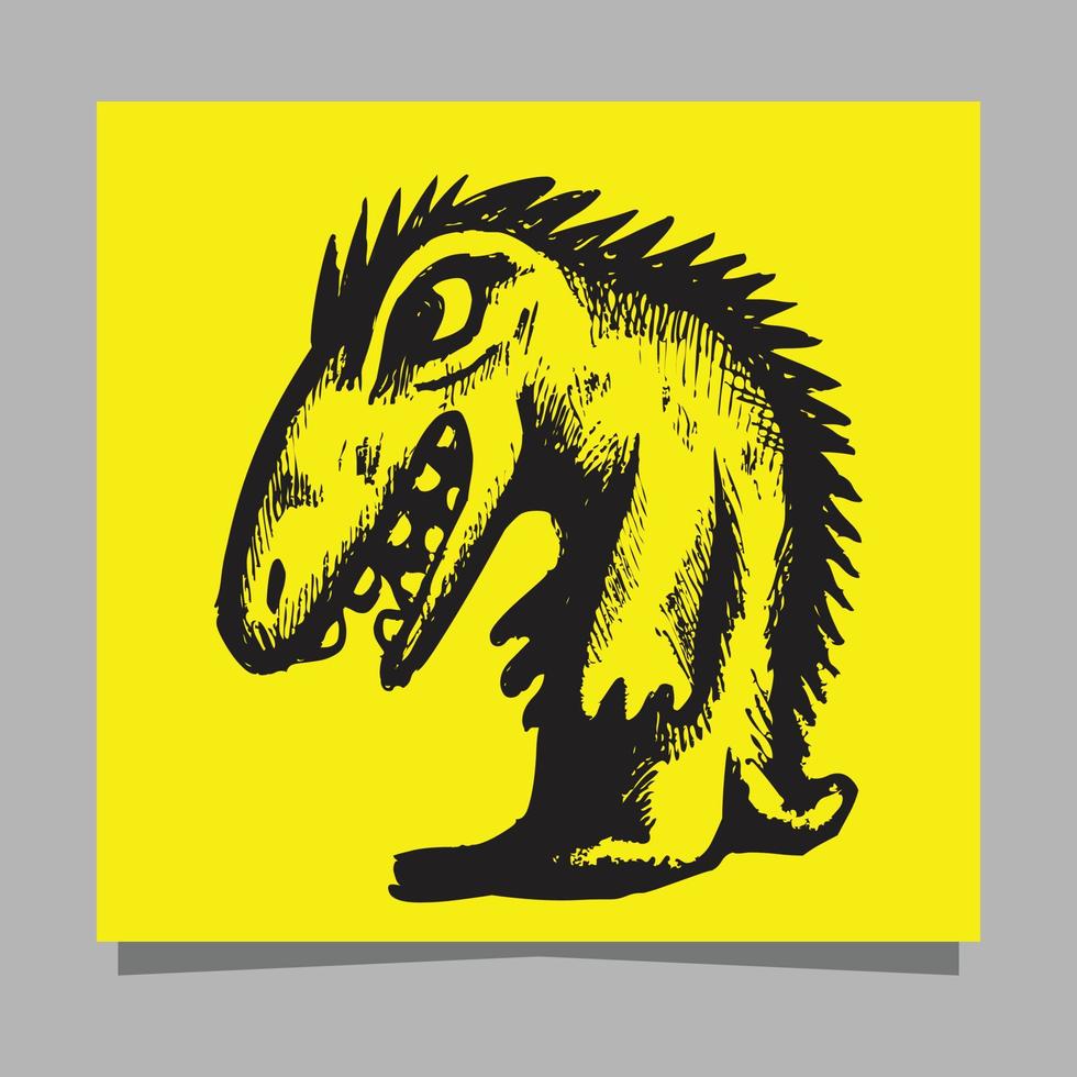 logo de dinosaurio dibujado en papel vector