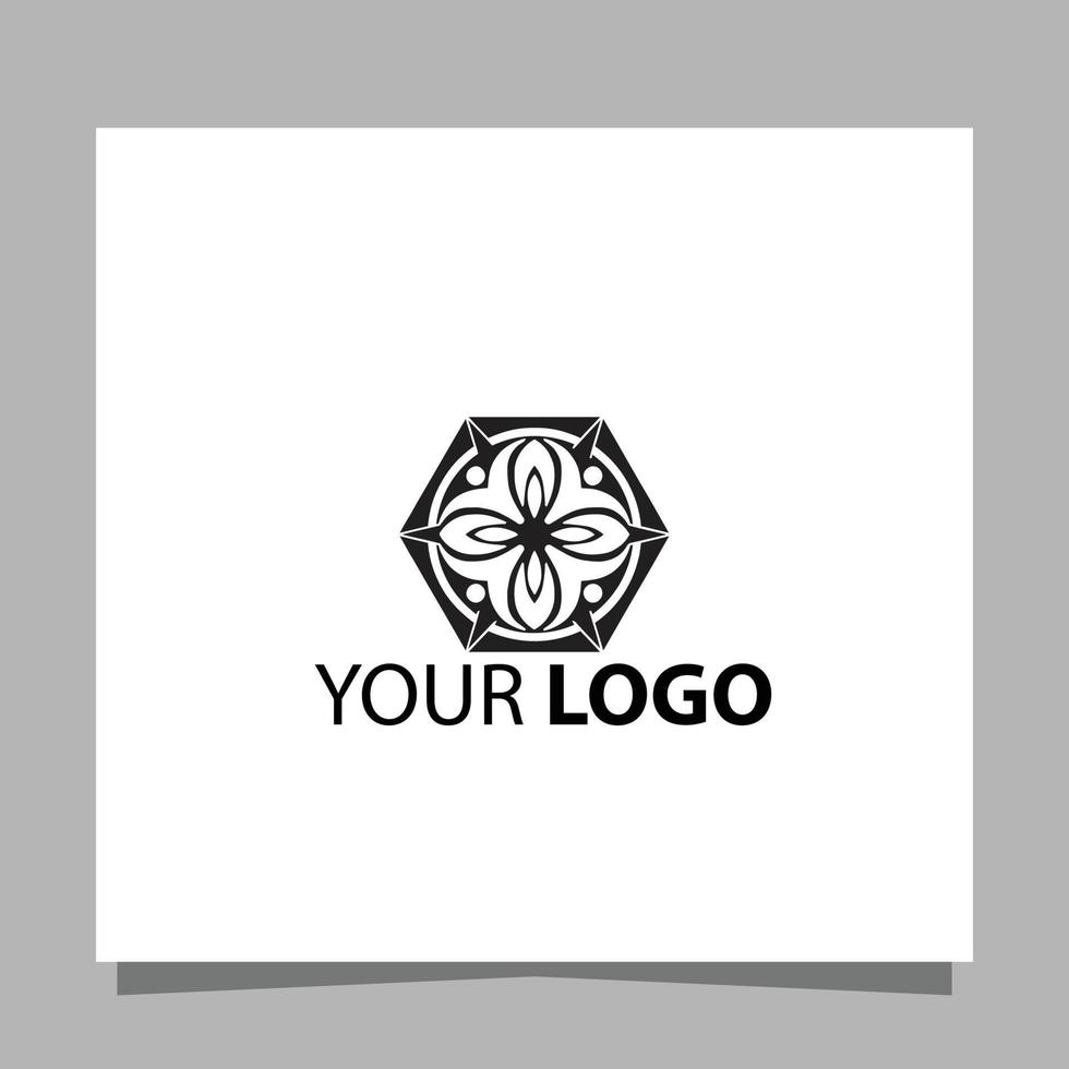 The floral logo with geometric style is drawn on paper and is very suitable for interior residential boutiques and others vector