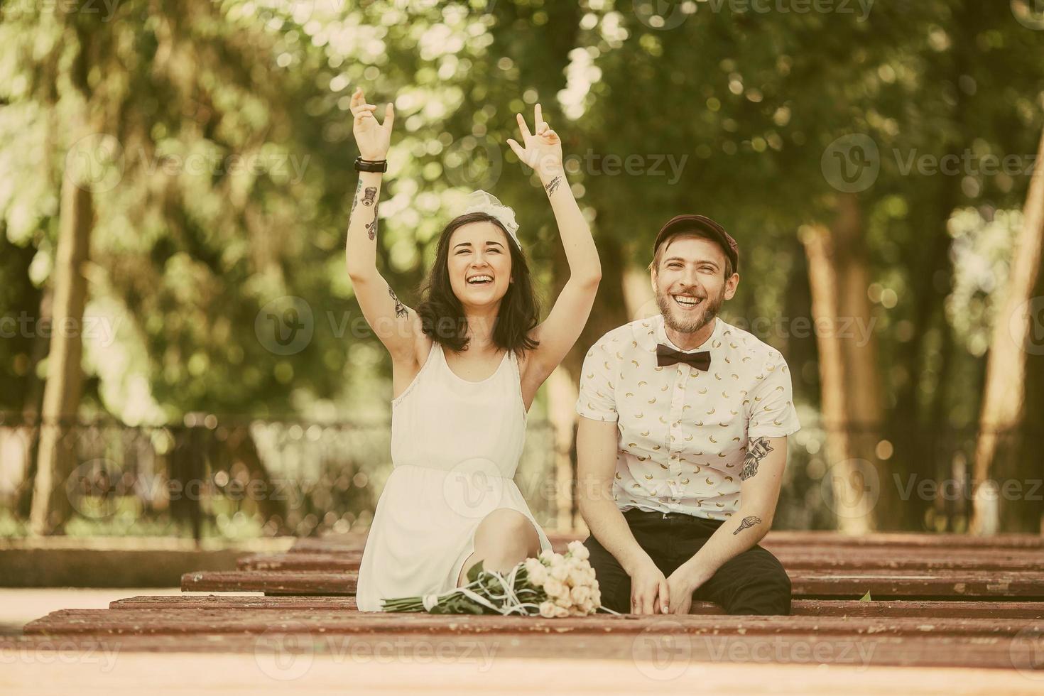 beautiful couple in the city photo