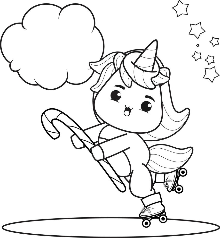 Christmas coloring book with cute unicorn vector