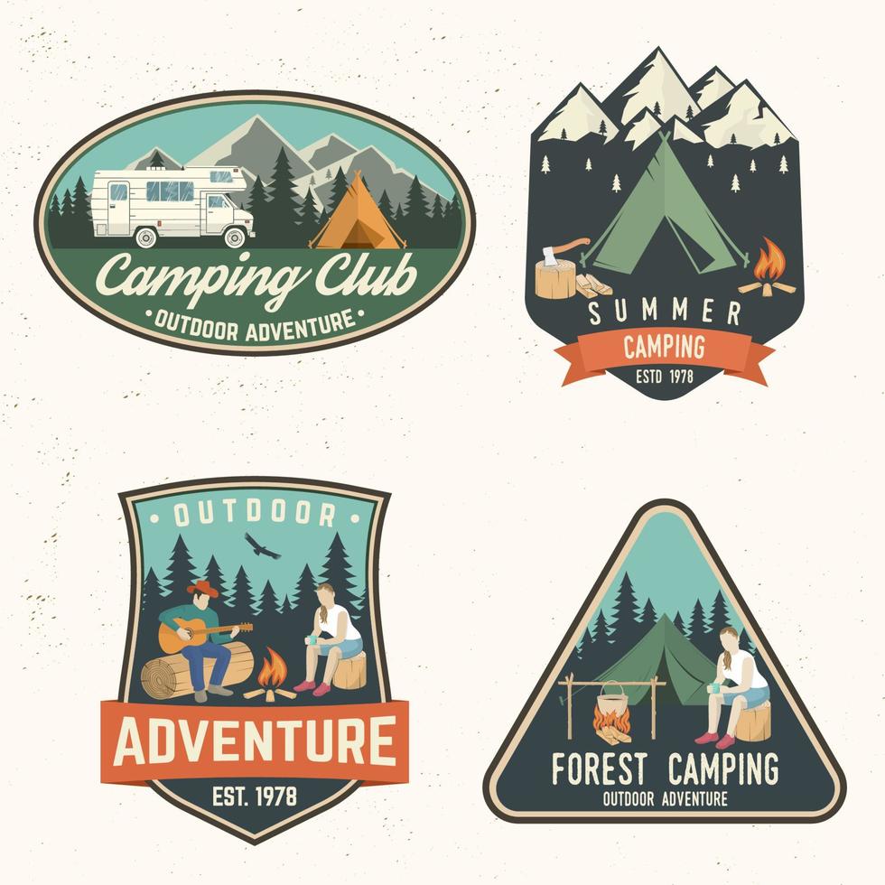 campamento de verano. ilustración vectorial concepto de camiseta o logotipo, estampado, sello o camiseta. vector