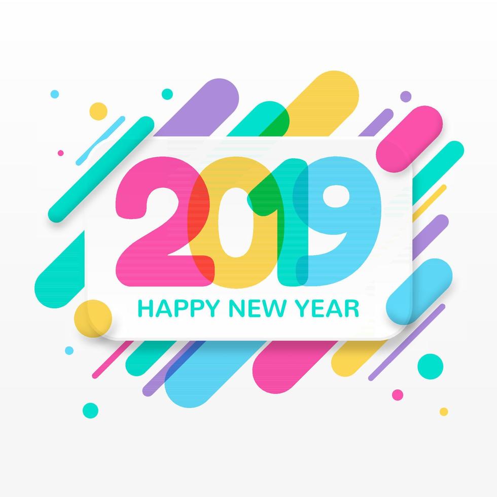 Tarjeta de felicitación de feliz año nuevo 2019 vector