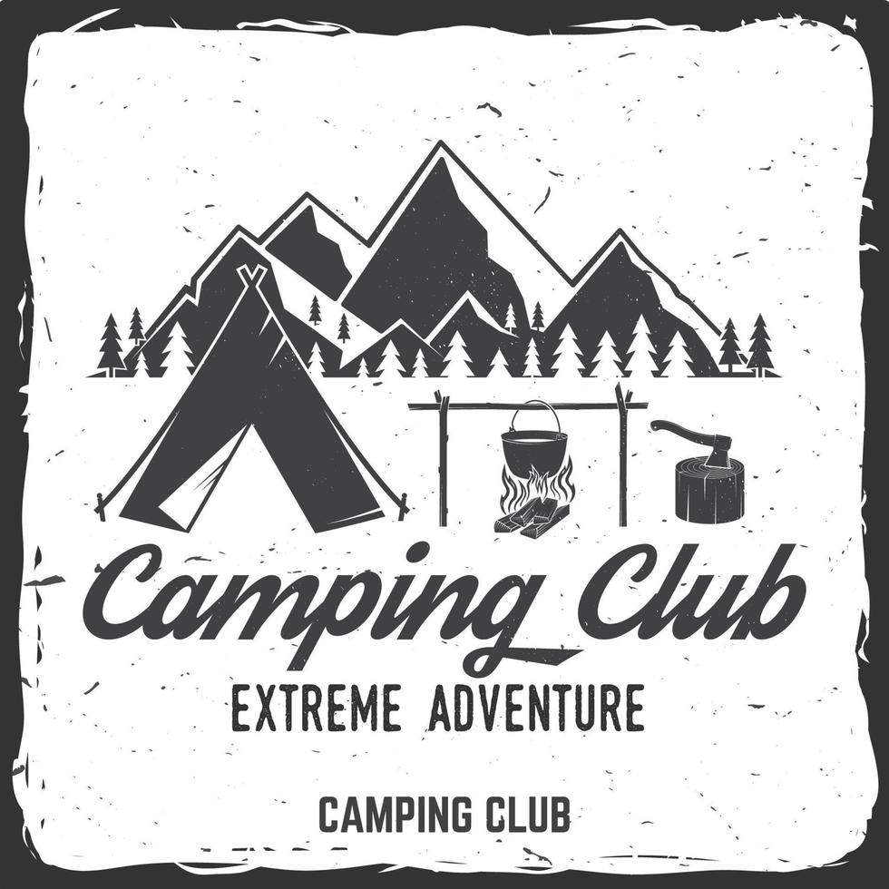 Camping club badge. Vector illustration. Concept for shirt or print, stamp, travel badge or tee.