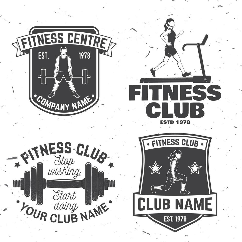 Set of fitness club badges. Vector. Concept for shirt or print, stamp, patch or tee vector