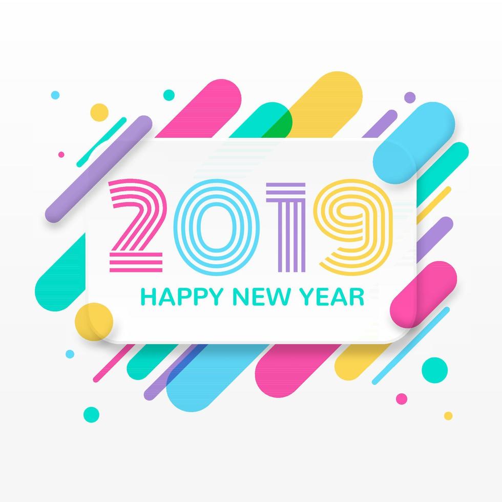 2019 Happy New Year greeting card vector