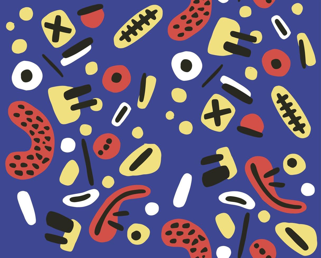 Hand drawn various shapes and doodle objects. Modern contemporary trendy illustration. vector