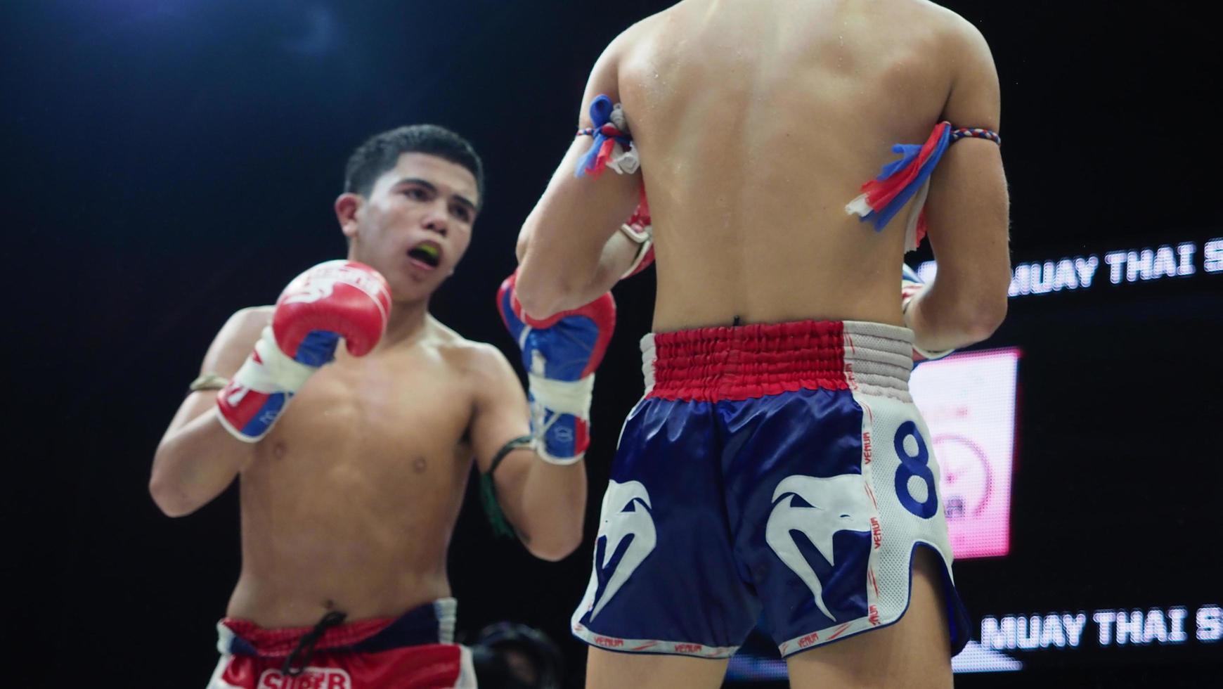 Bangkok Thailand November 11 2018. Unidentified Thai and foreign kick boxing photo