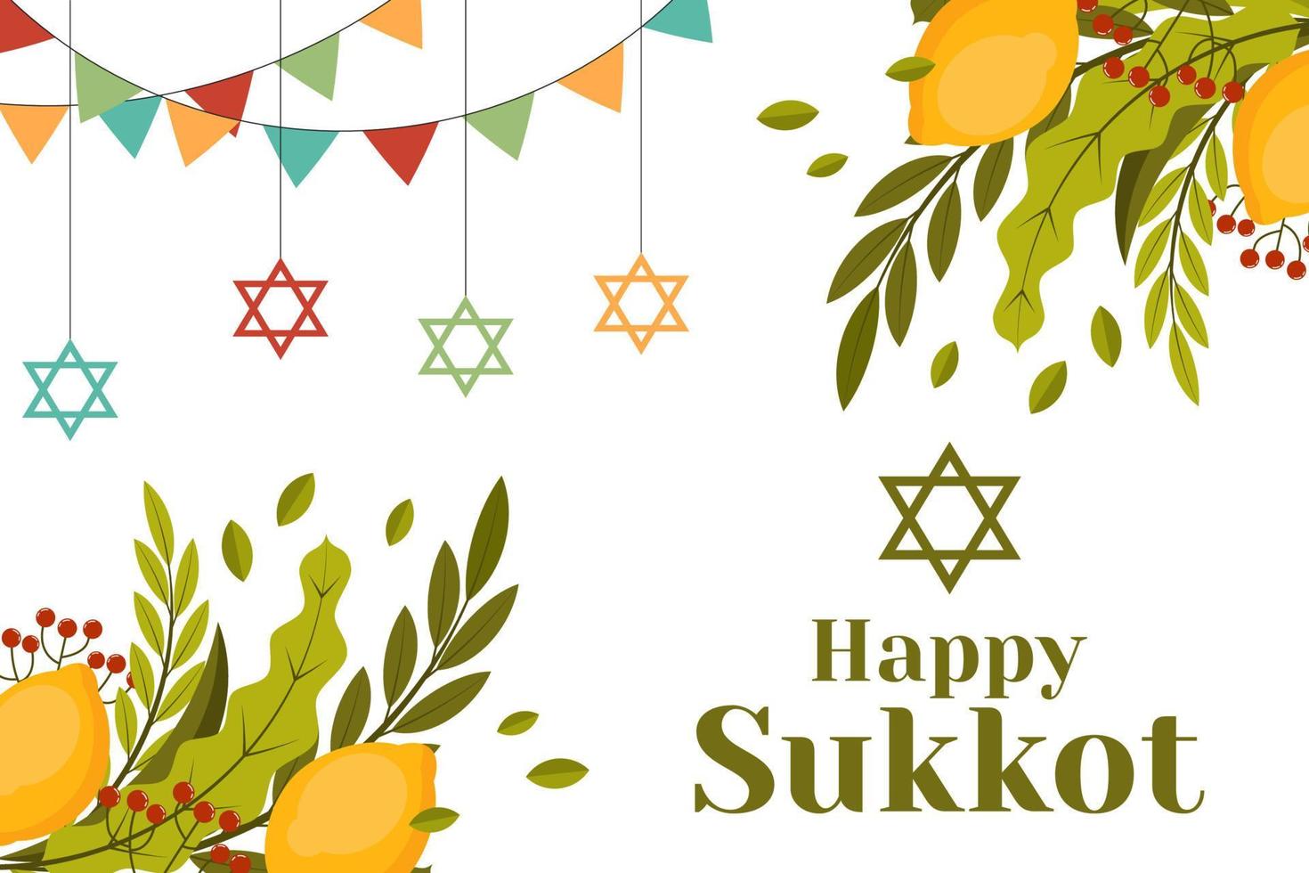 flat happy sukkot background illustration vector